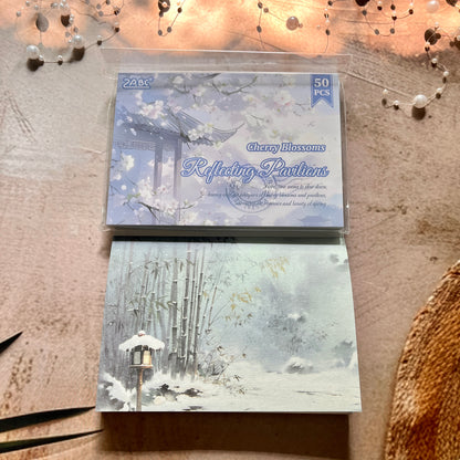 50 Sheets Four Seasons Scenic Notes Non Adhesive Retro Craft Paper