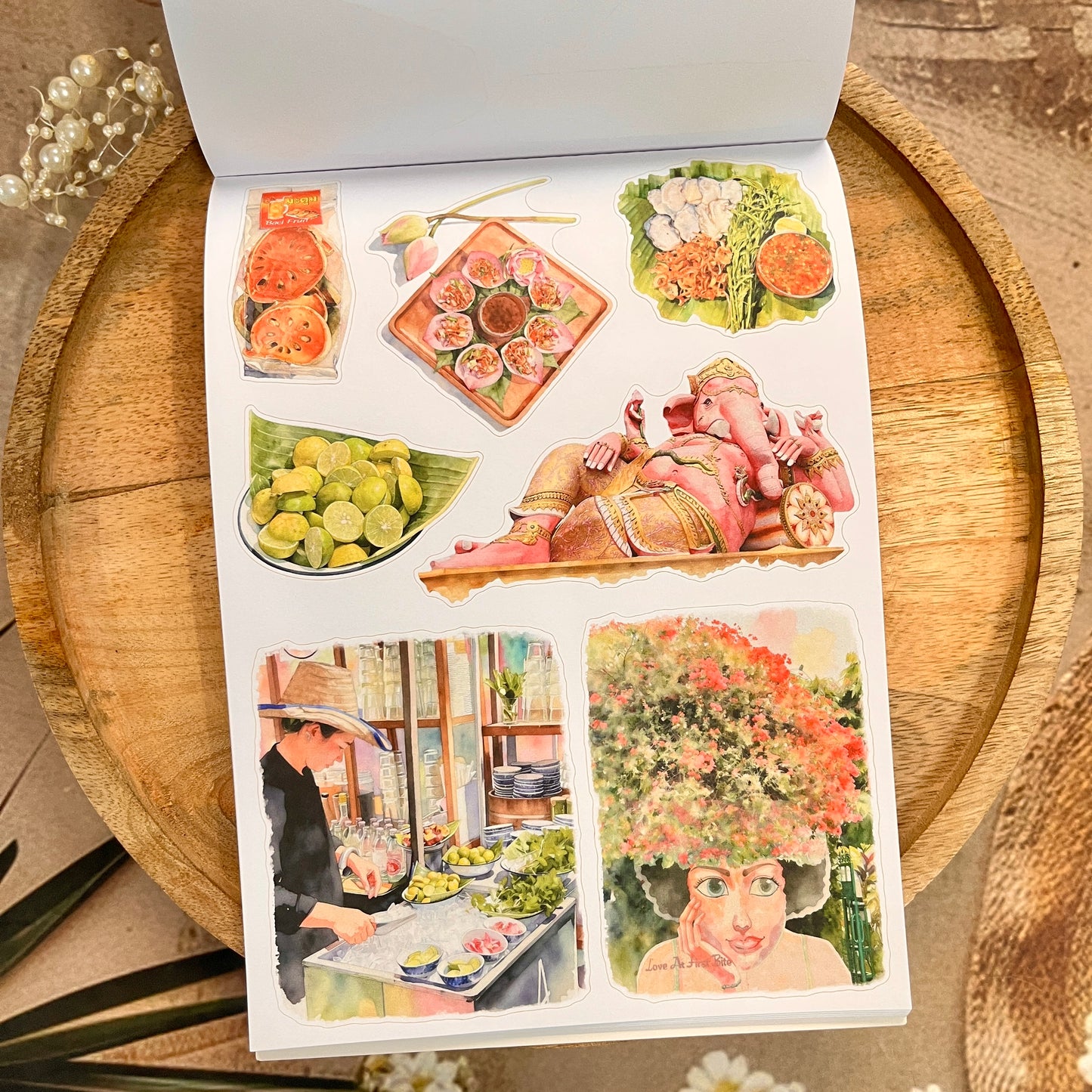 20 Sheets Taste of Thailand Sticker Book for Scrapbooking
