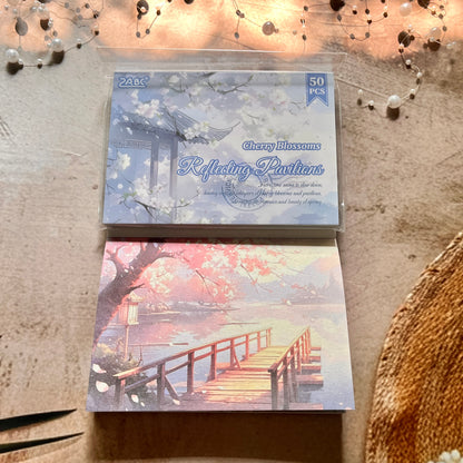 50 Sheets Four Seasons Scenic Notes Non Adhesive Retro Craft Paper