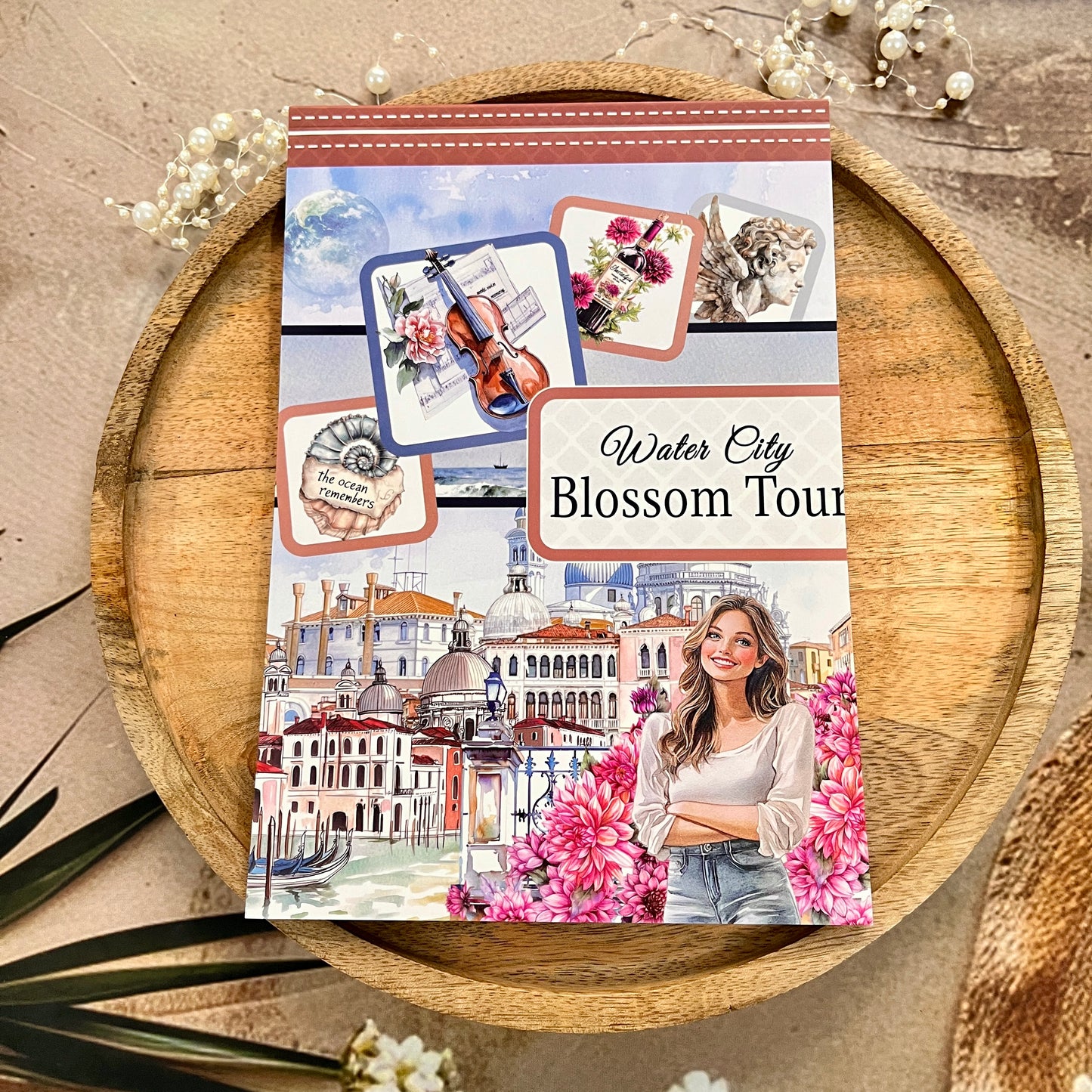 20 Sheets Water City Blossom Tour Sticker Book for Scrapbooking