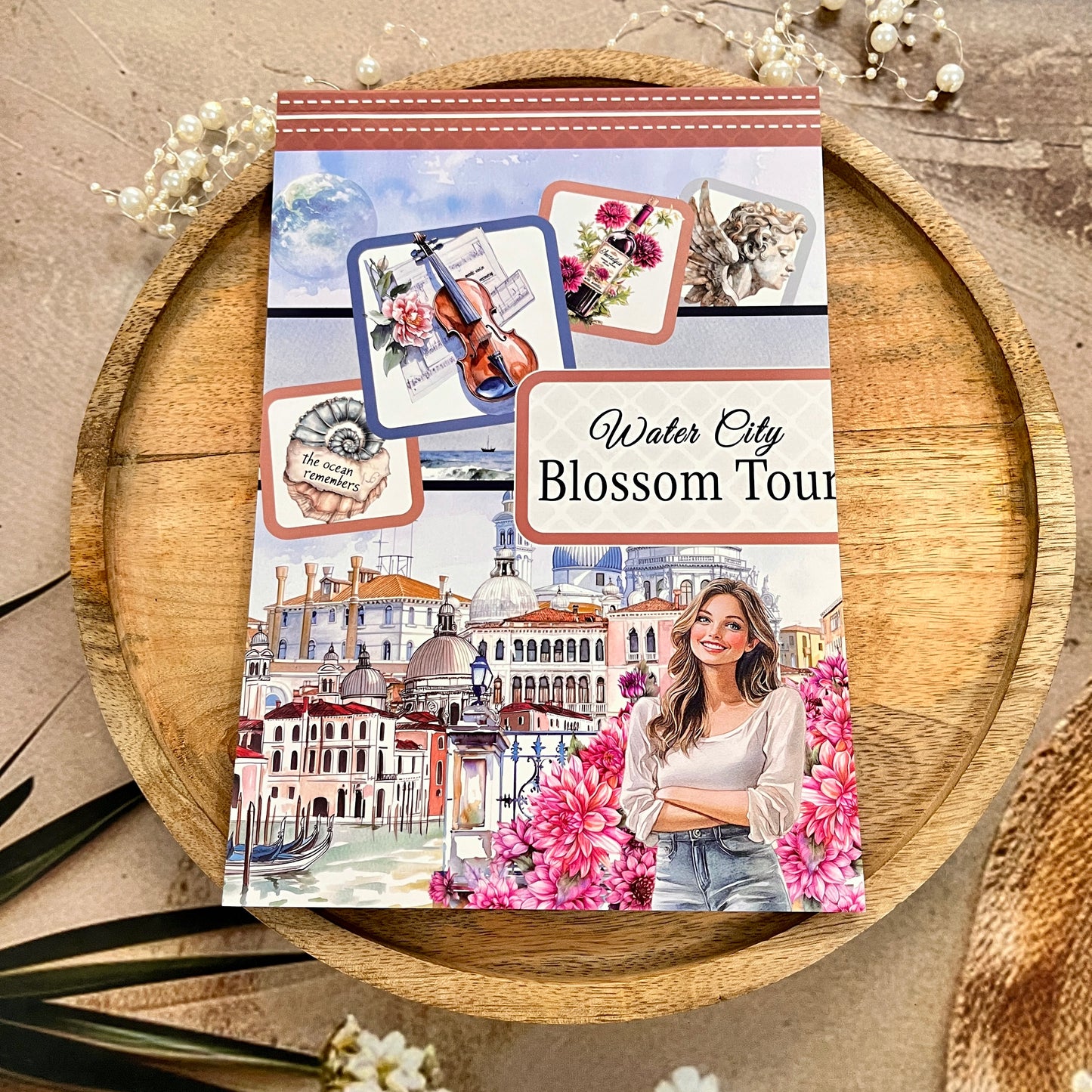 20 Sheets Water City Blossom Tour Sticker Book for Scrapbooking