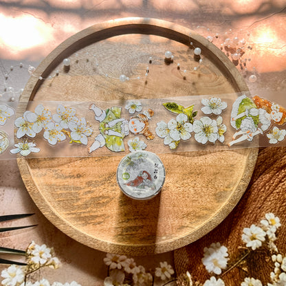 Ding Ding Girl Seahorse Forest Series Pear Blossom Die-Cut Frosted Sample Tape