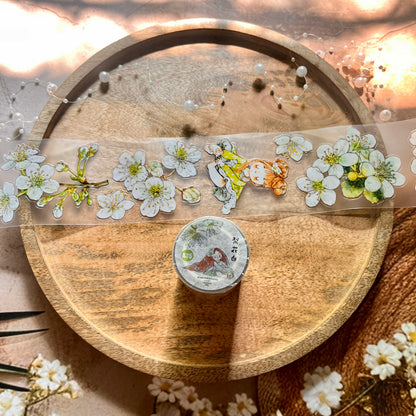 Ding Ding Girl Seahorse Forest Series Pear Blossom Die-Cut Frosted Sample Tape