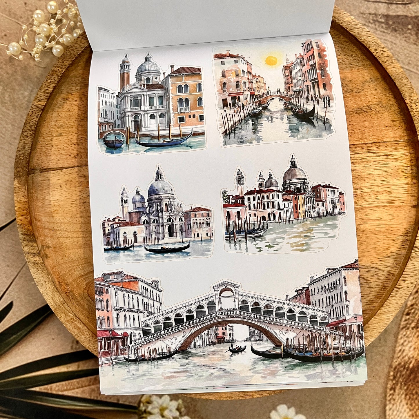 20 Sheets Water City Blossom Tour Sticker Book for Scrapbooking
