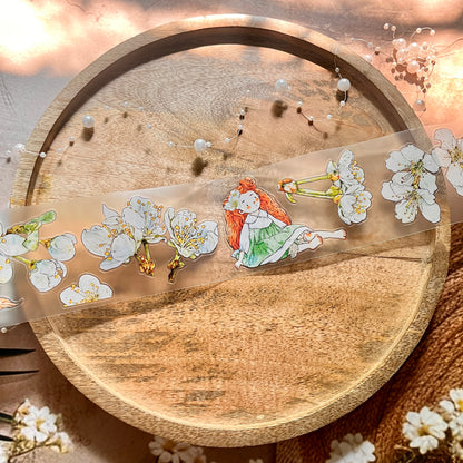 Ding Ding Girl Seahorse Forest Series Pear Blossom Die-Cut Frosted Sample Tape