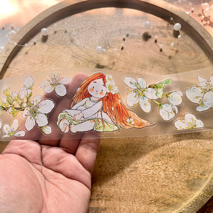 Ding Ding Girl Seahorse Forest Series Pear Blossom Die-Cut Frosted Sample Tape