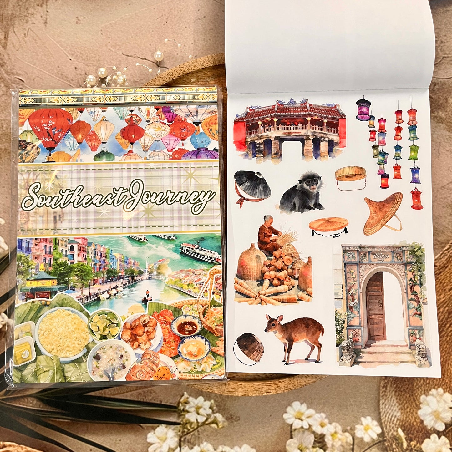 20 Sheets Southeast Journey landscape Sticker Book for Scrapbooking