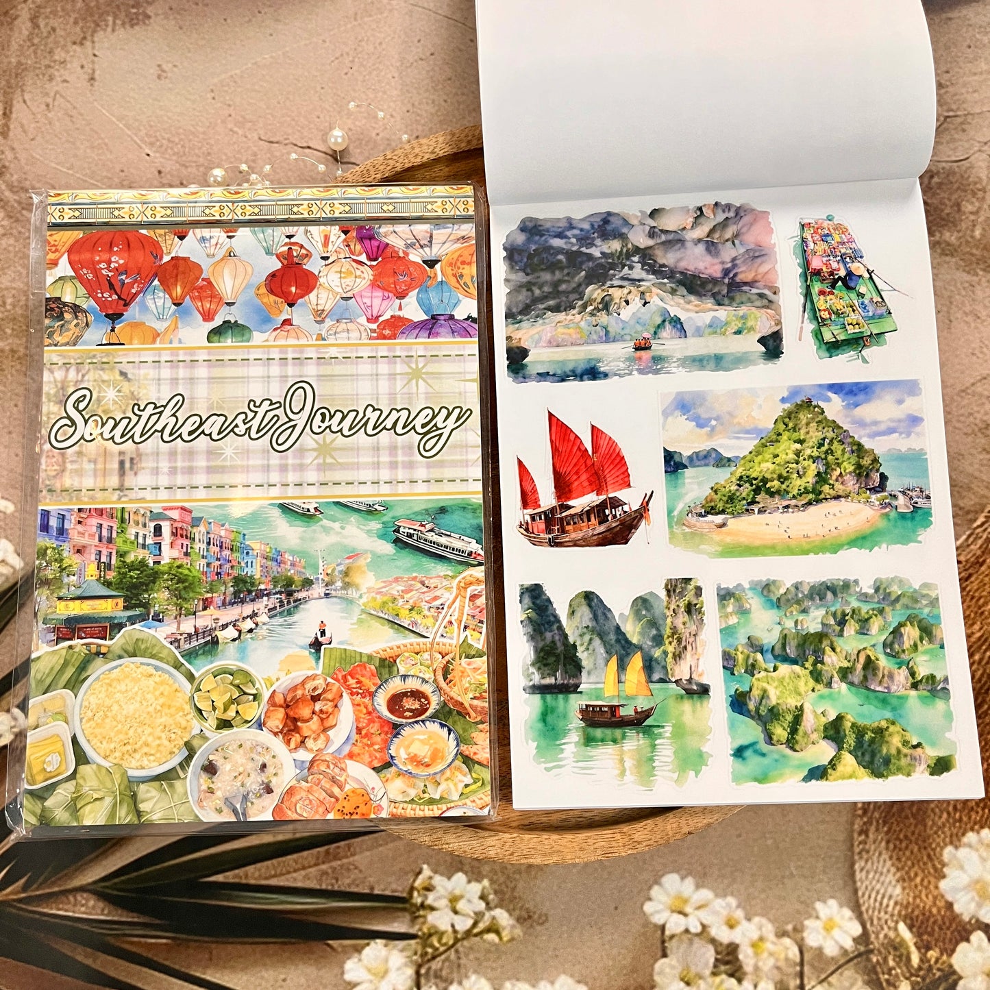 20 Sheets Southeast Journey landscape Sticker Book for Scrapbooking