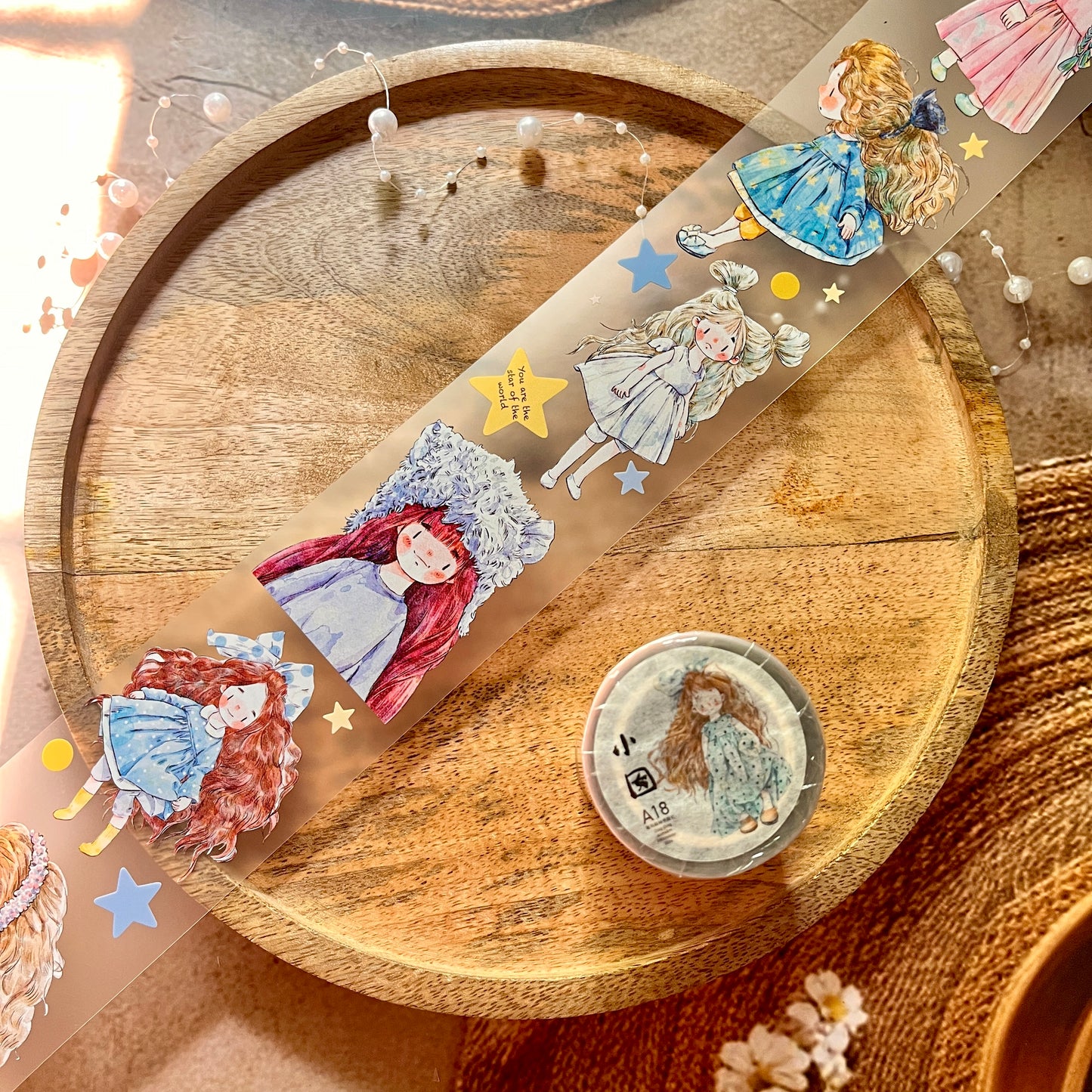 Ding Ding Girl Seahorse Forest Series Original cartoon character Sample Matte Pet Tape