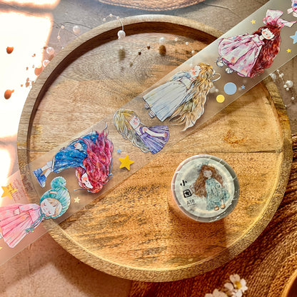 Ding Ding Girl Seahorse Forest Series Original cartoon character Sample Matte Pet Tape