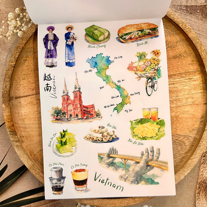 20 Sheets Southeast Journey landscape Sticker Book for Scrapbooking