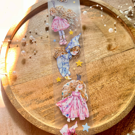 Ding Ding Girl Seahorse Forest Series Original cartoon character Sample Matte Pet Tape