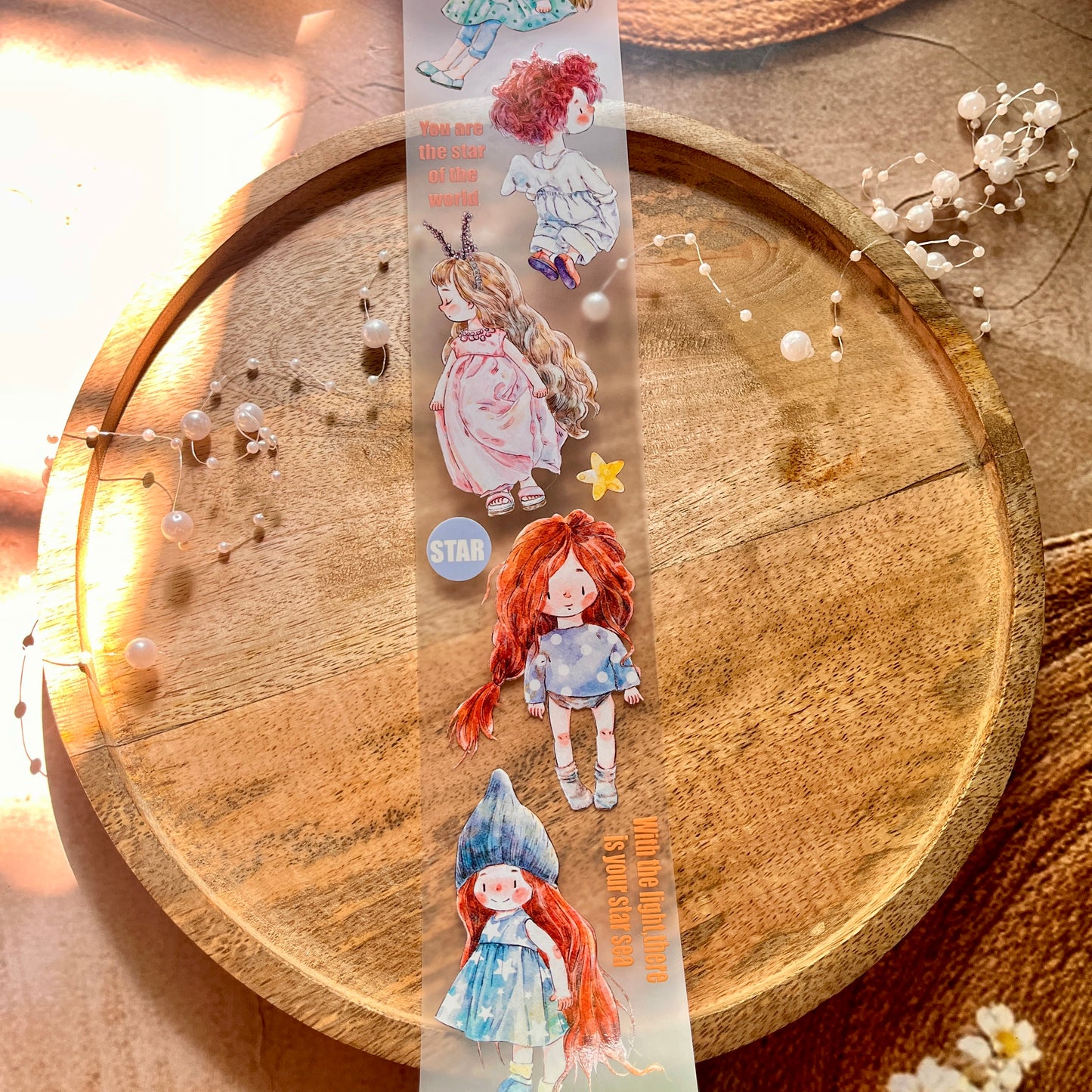 Ding Ding Girl Seahorse Forest Series Original cartoon character Sample Matte Pet Tape
