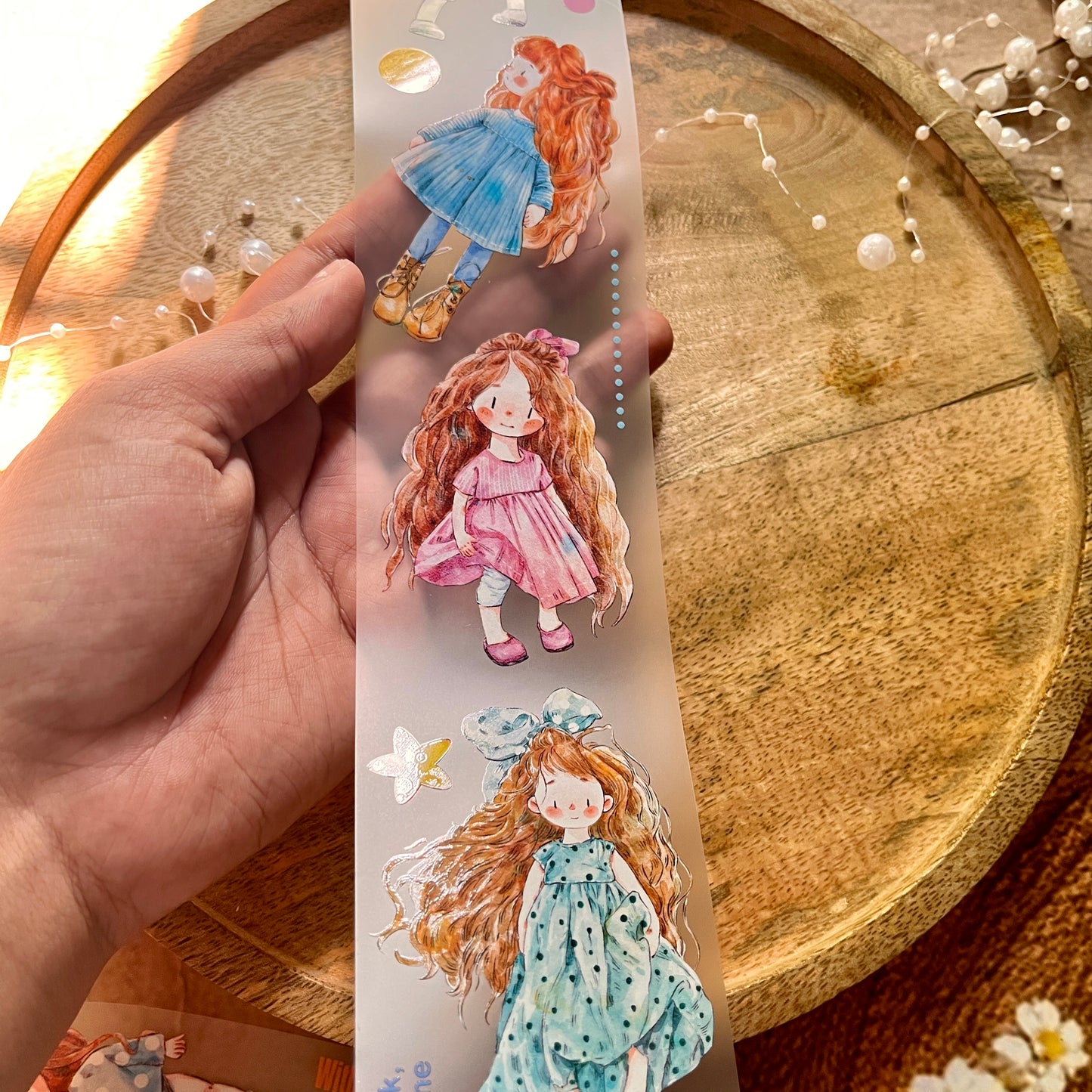 Ding Ding Girl Seahorse Forest Series Original cartoon character Sample Matte Pet Tape