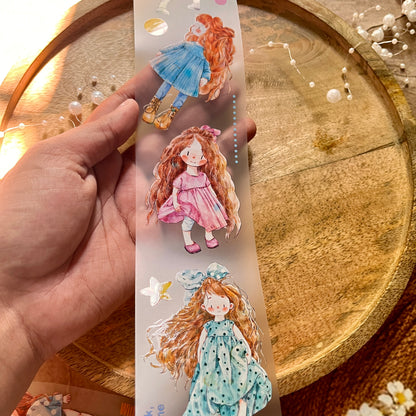 Ding Ding Girl Seahorse Forest Series Original cartoon character Sample Matte Pet Tape