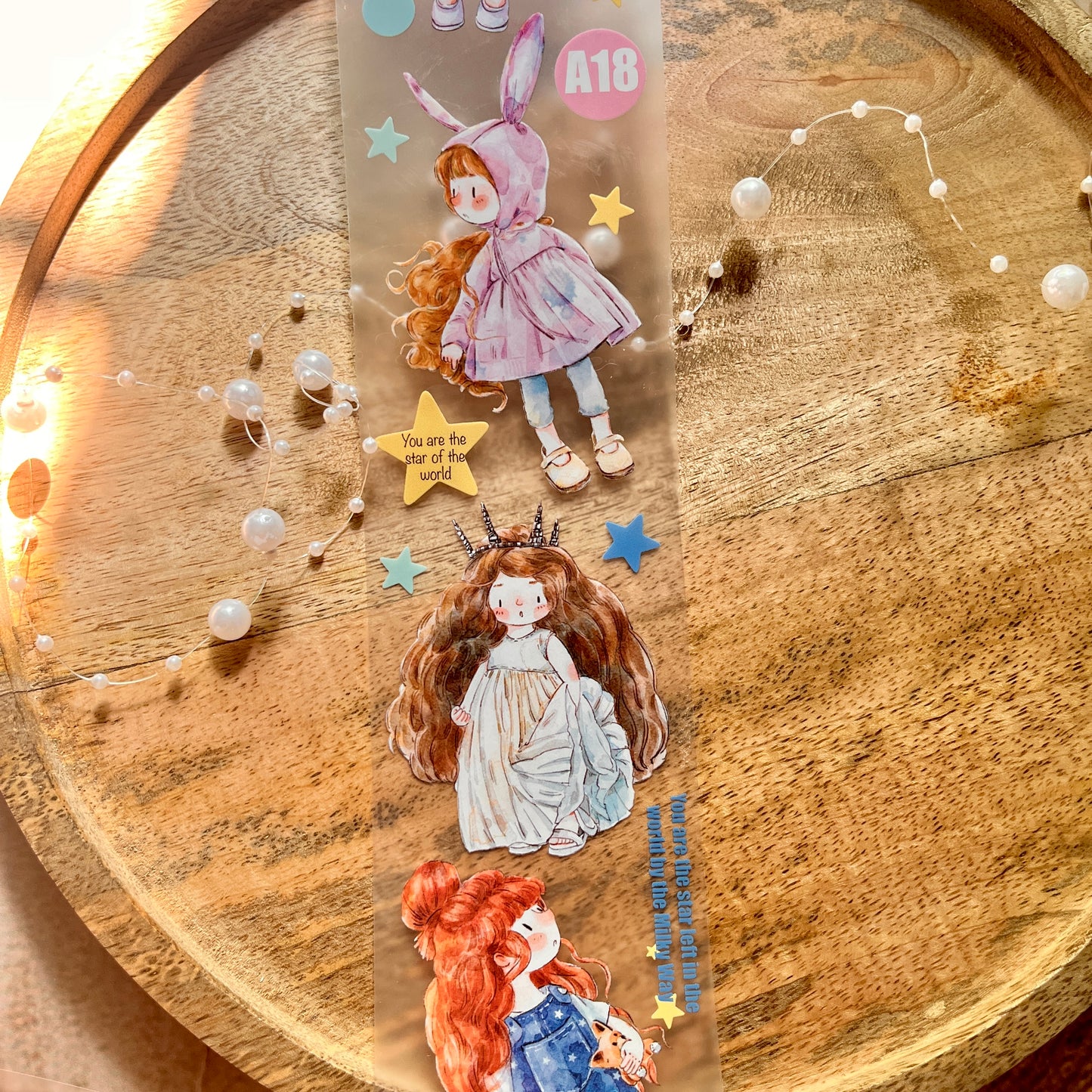 Ding Ding Girl Seahorse Forest Series Original cartoon character Sample Matte Pet Tape