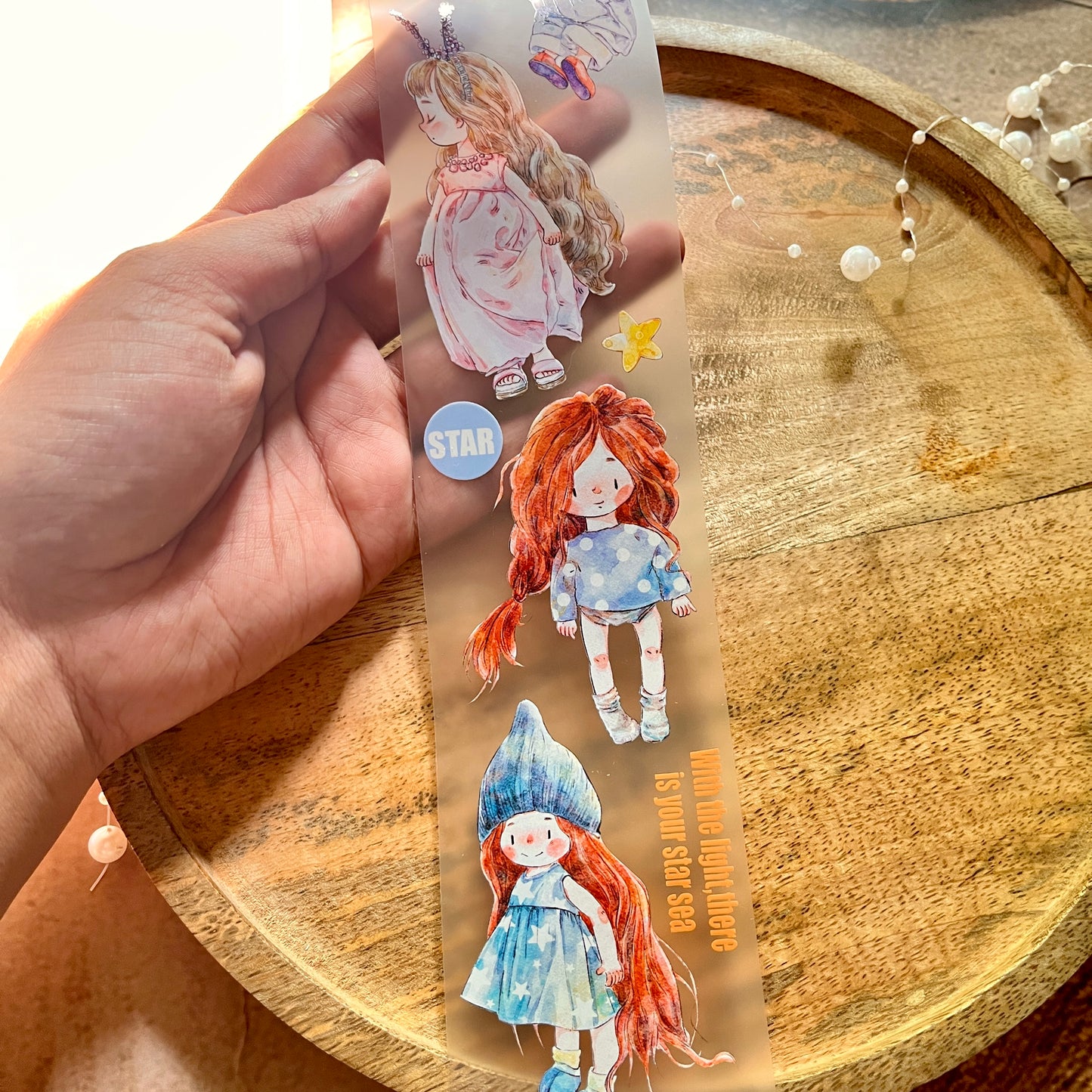 Ding Ding Girl Seahorse Forest Series Original cartoon character Sample Matte Pet Tape