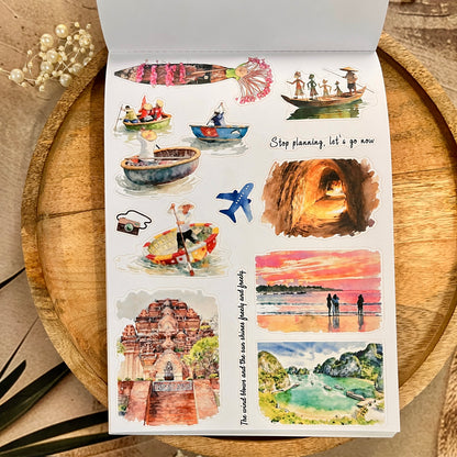 20 Sheets Southeast Journey landscape Sticker Book for Scrapbooking