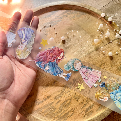 Ding Ding Girl Seahorse Forest Series Original cartoon character Sample Matte Pet Tape