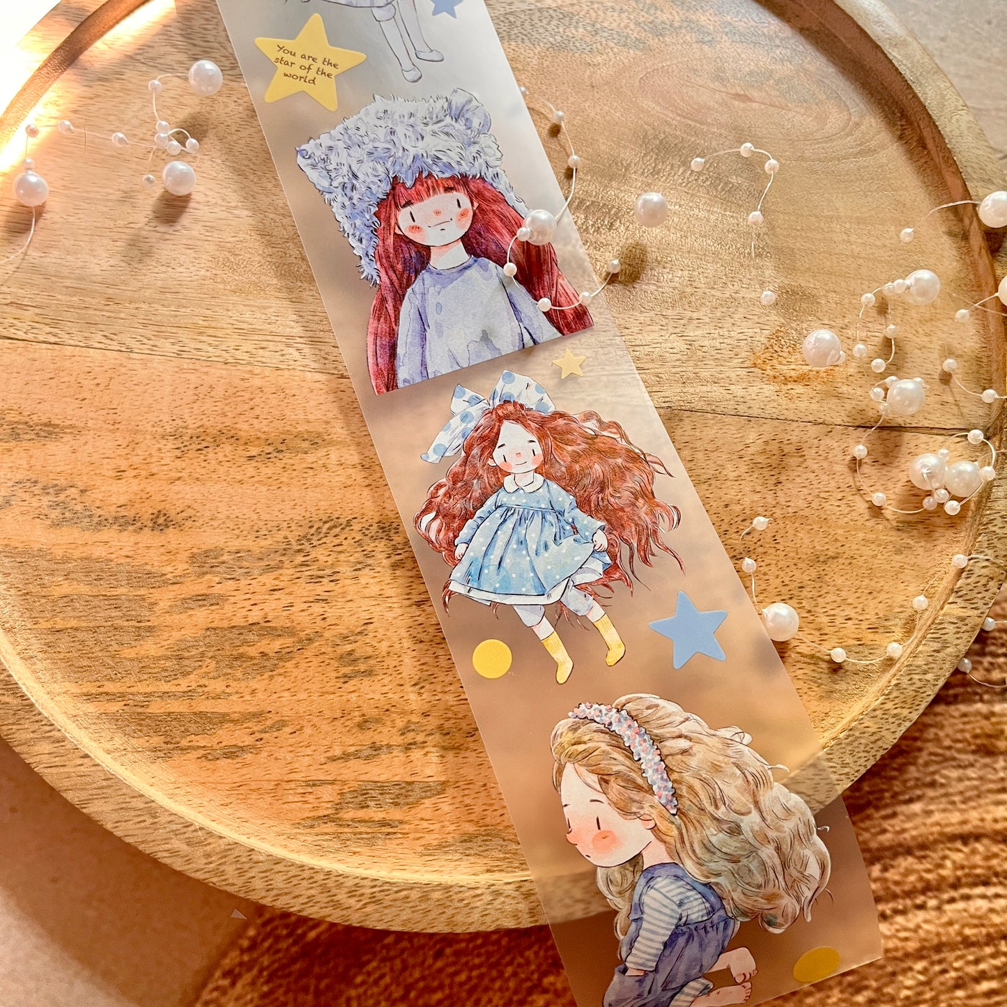 Ding Ding Girl Seahorse Forest Series Original cartoon character Sample Matte Pet Tape