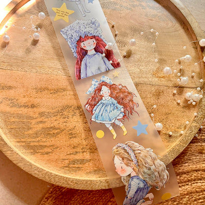 Ding Ding Girl Seahorse Forest Series Original cartoon character Sample Matte Pet Tape