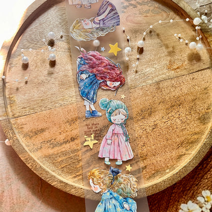 Ding Ding Girl Seahorse Forest Series Original cartoon character Sample Matte Pet Tape