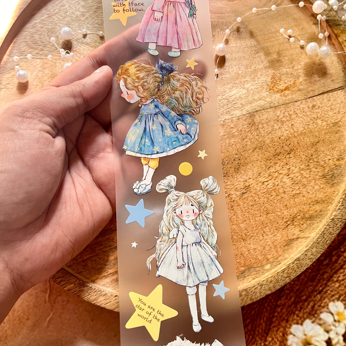 Ding Ding Girl Seahorse Forest Series Original cartoon character Sample Matte Pet Tape