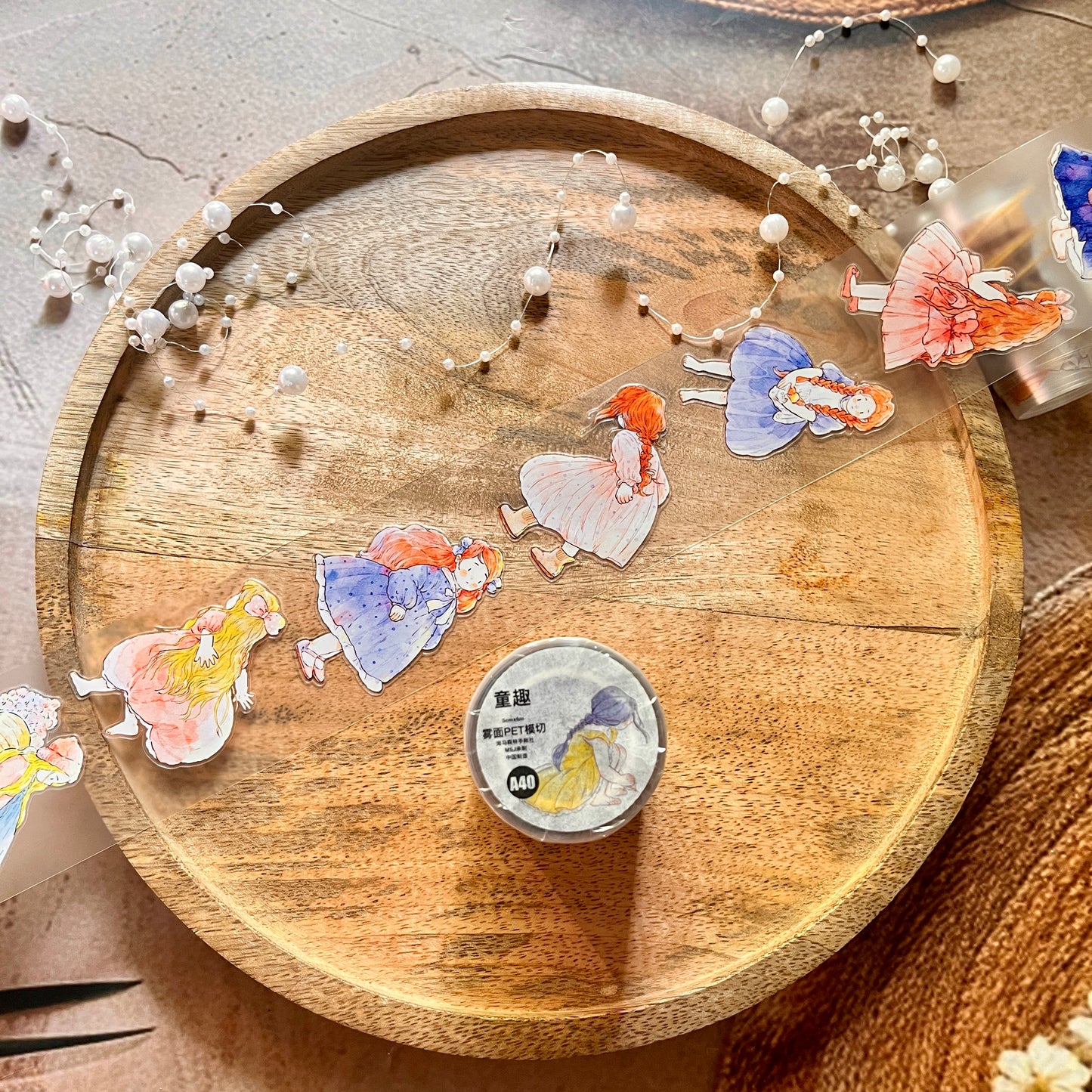 Ding Ding Girl Seahorse Forest Series childhood fun Die-Cut Frosted Sample Tape