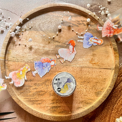 Ding Ding Girl Seahorse Forest Series childhood fun Die-Cut Frosted Sample Tape