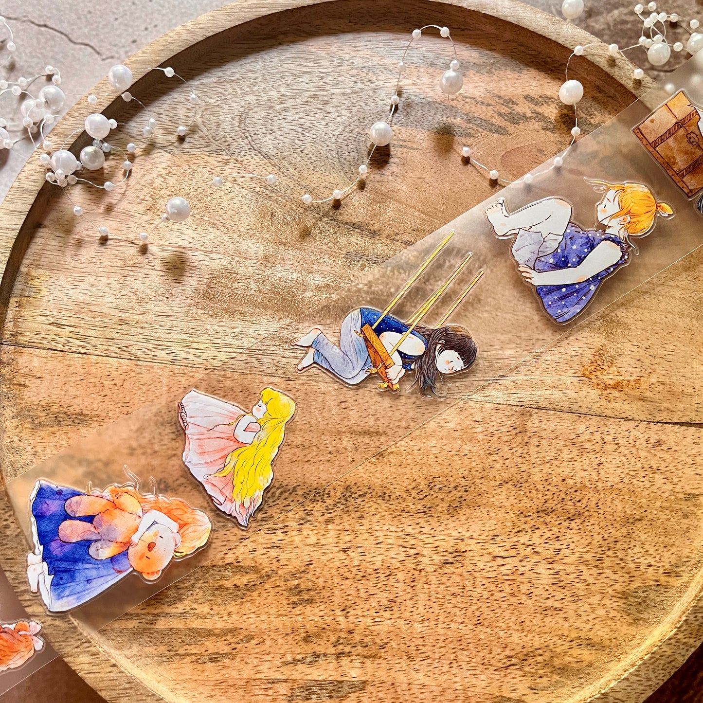 Ding Ding Girl Seahorse Forest Series childhood fun Die-Cut Frosted Sample Tape