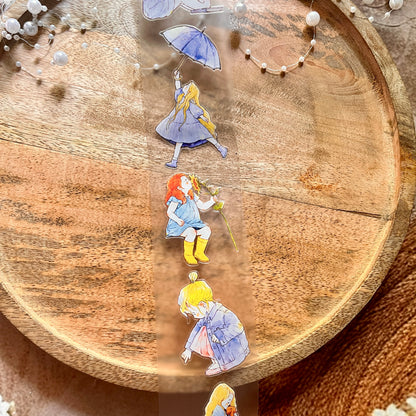 Ding Ding Girl Seahorse Forest Series childhood fun Die-Cut Frosted Sample Tape