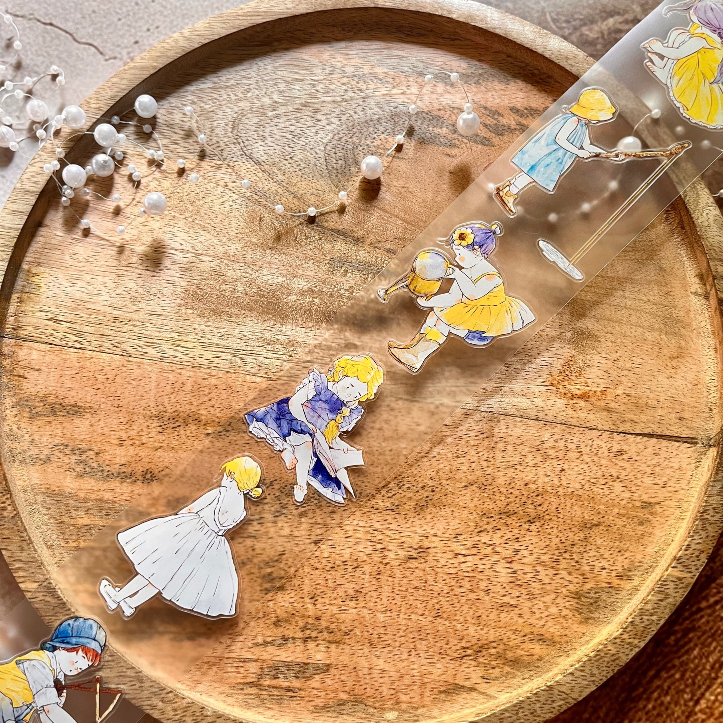 Ding Ding Girl Seahorse Forest Series childhood fun Die-Cut Frosted Sample Tape