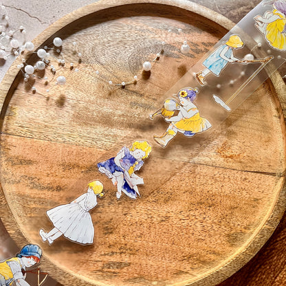 Ding Ding Girl Seahorse Forest Series childhood fun Die-Cut Frosted Sample Tape