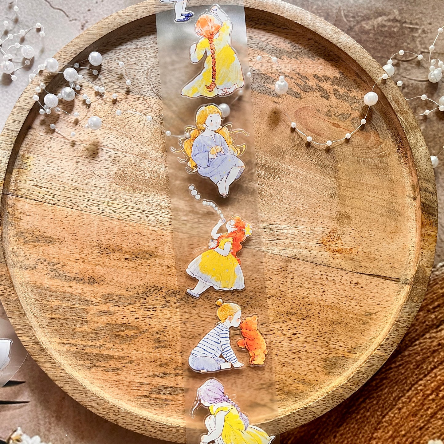 Ding Ding Girl Seahorse Forest Series childhood fun Die-Cut Frosted Sample Tape