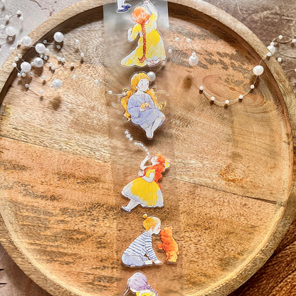 Ding Ding Girl Seahorse Forest Series childhood fun Die-Cut Frosted Sample Tape