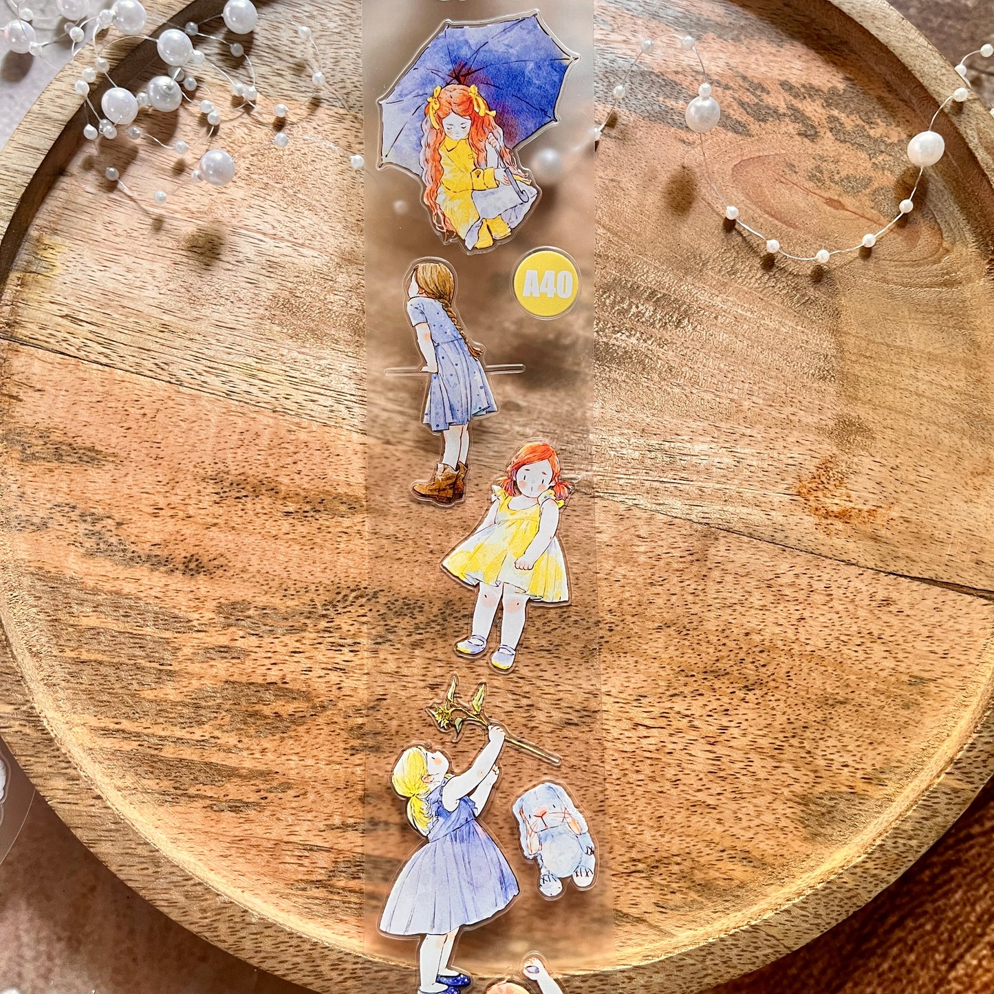 Ding Ding Girl Seahorse Forest Series childhood fun Die-Cut Frosted Sample Tape