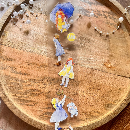 Ding Ding Girl Seahorse Forest Series childhood fun Die-Cut Frosted Sample Tape