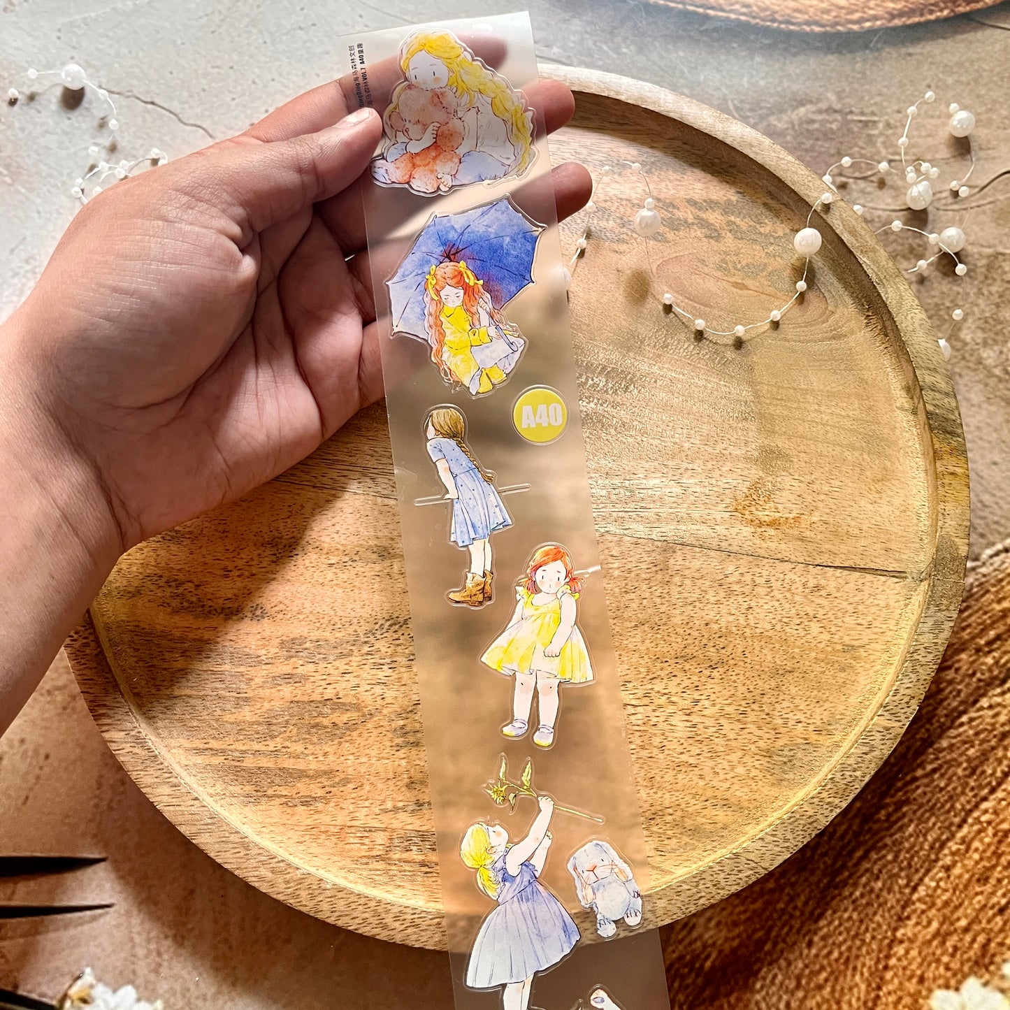 Ding Ding Girl Seahorse Forest Series childhood fun Die-Cut Frosted Sample Tape