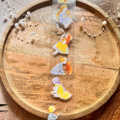 Ding Ding Girl Seahorse Forest Series childhood fun Die-Cut Frosted Sample Tape