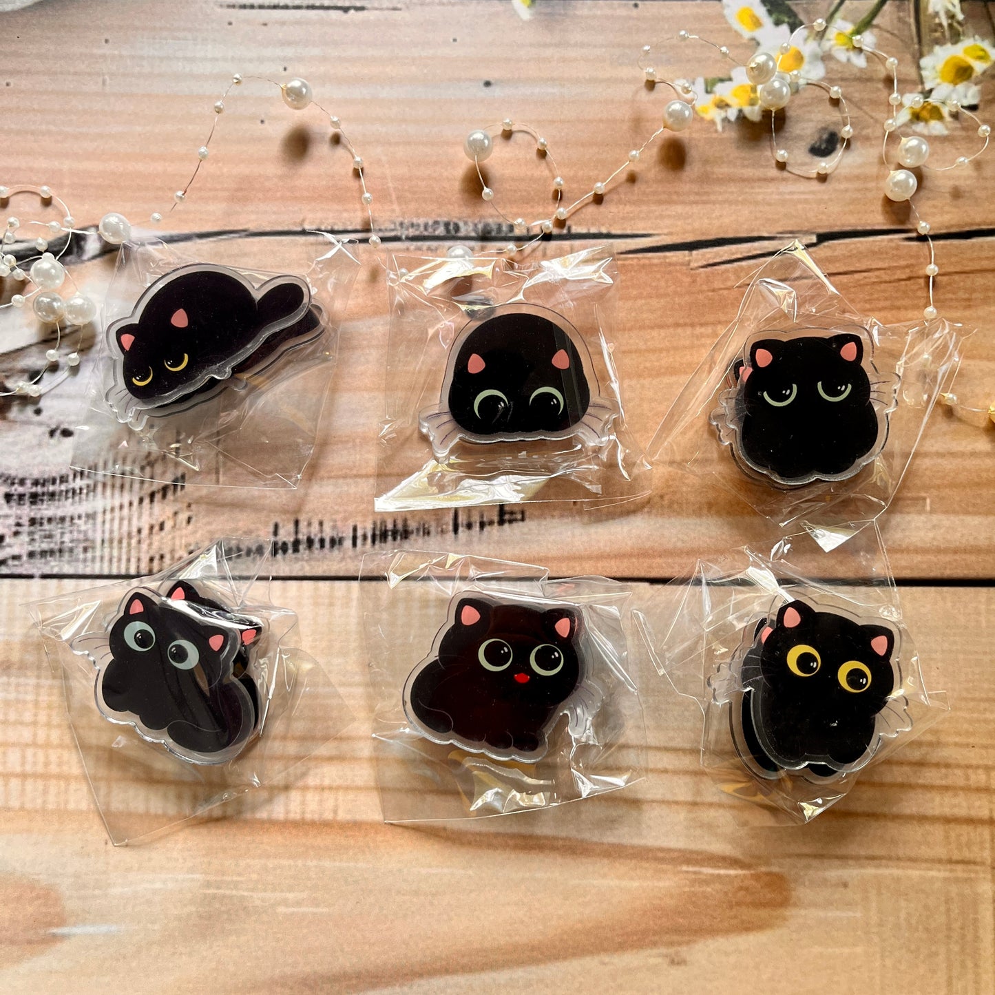 1Pc black cat cute cartoon acrylic PP clip