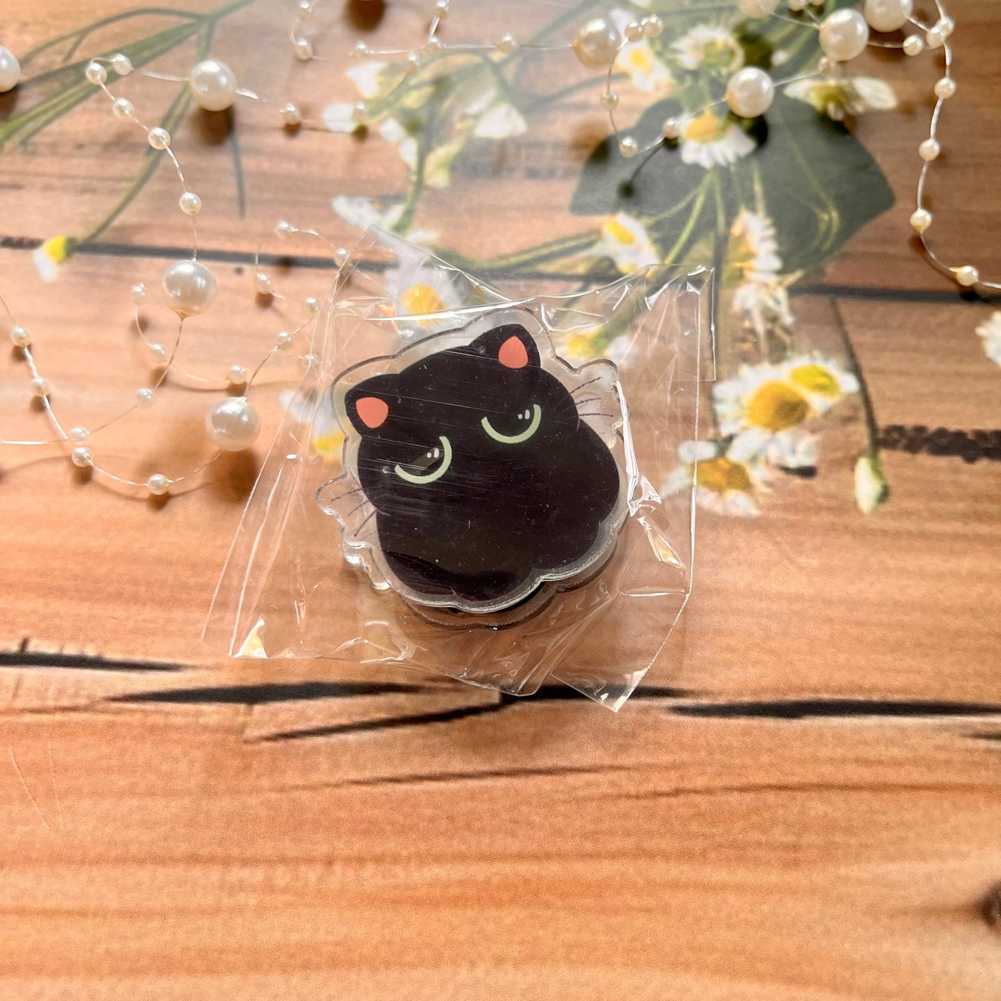 1Pc black cat cute cartoon acrylic PP clip