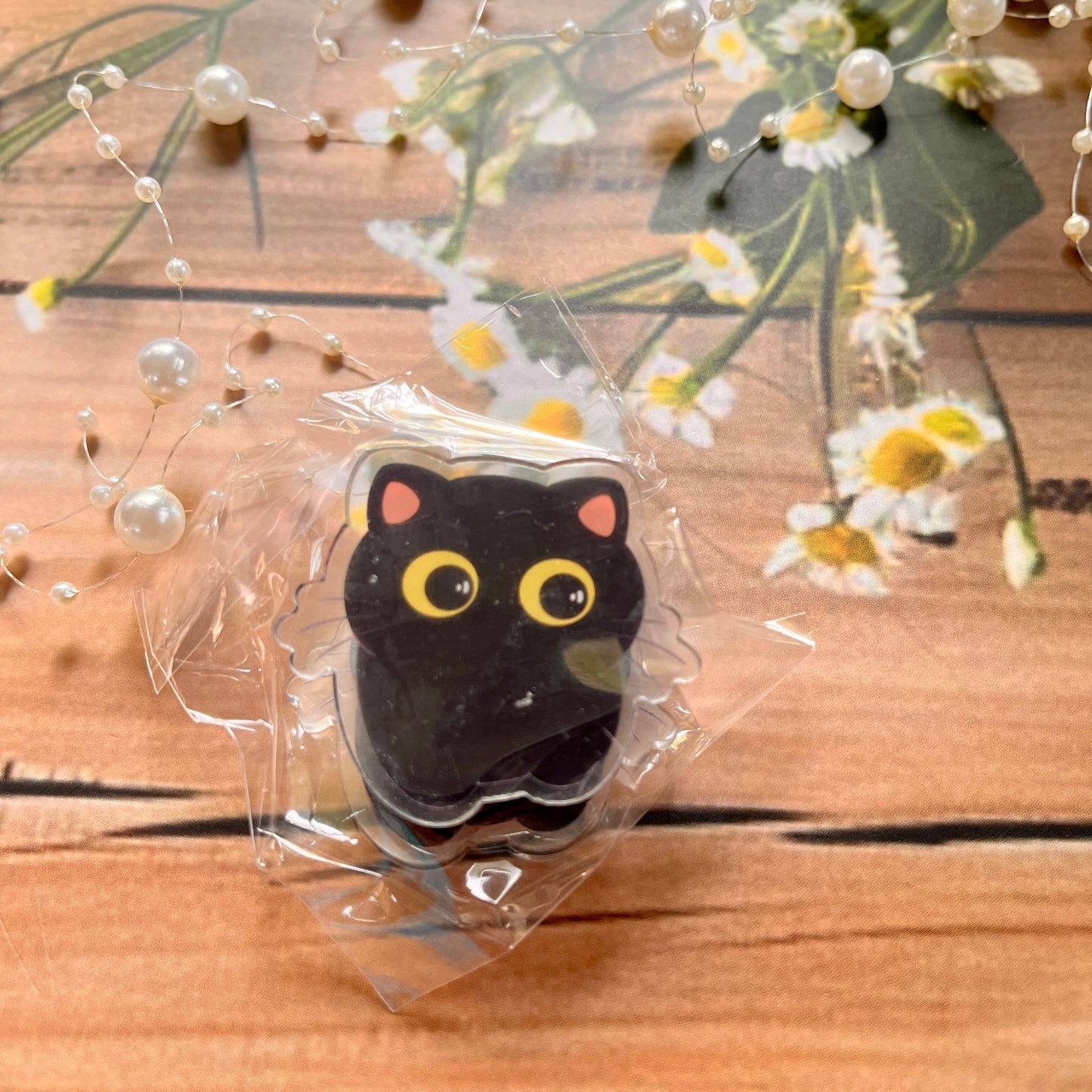 1Pc black cat cute cartoon acrylic PP clip