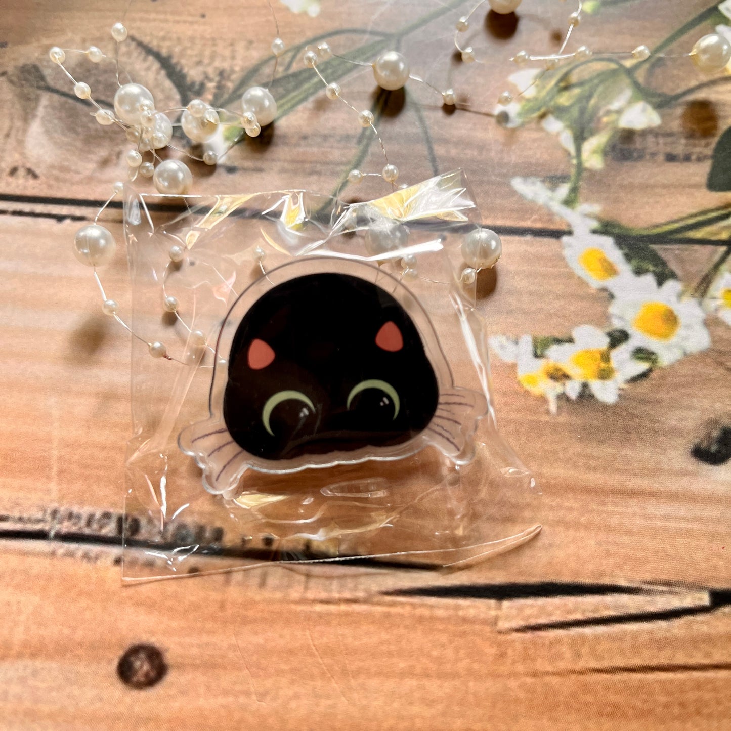 1Pc black cat cute cartoon acrylic PP clip