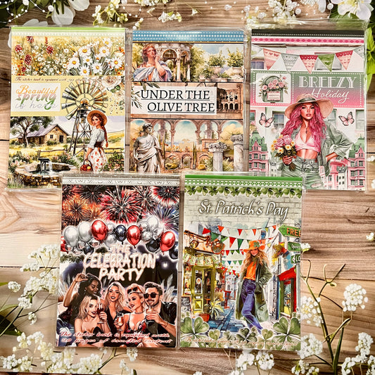 Vintage Plant Flower Character Landscape Sticker Book