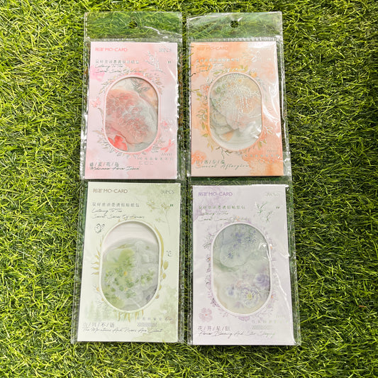 30 Pcs Listen To The Secret of Flowers Series Literary Dual Material Hot Silver Floral Stickers