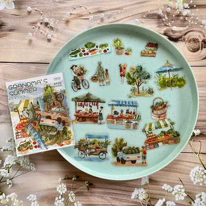 15pcs Summer at Grandma's House Series of Idyllic Countryside Theme Decorative Stickers