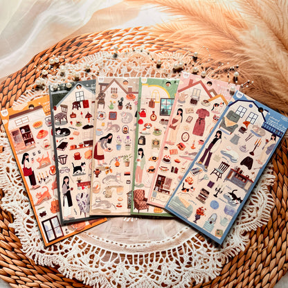 2 Sheets Endless Galaxy Creative Character Daily Life Scrapbooking Stickers