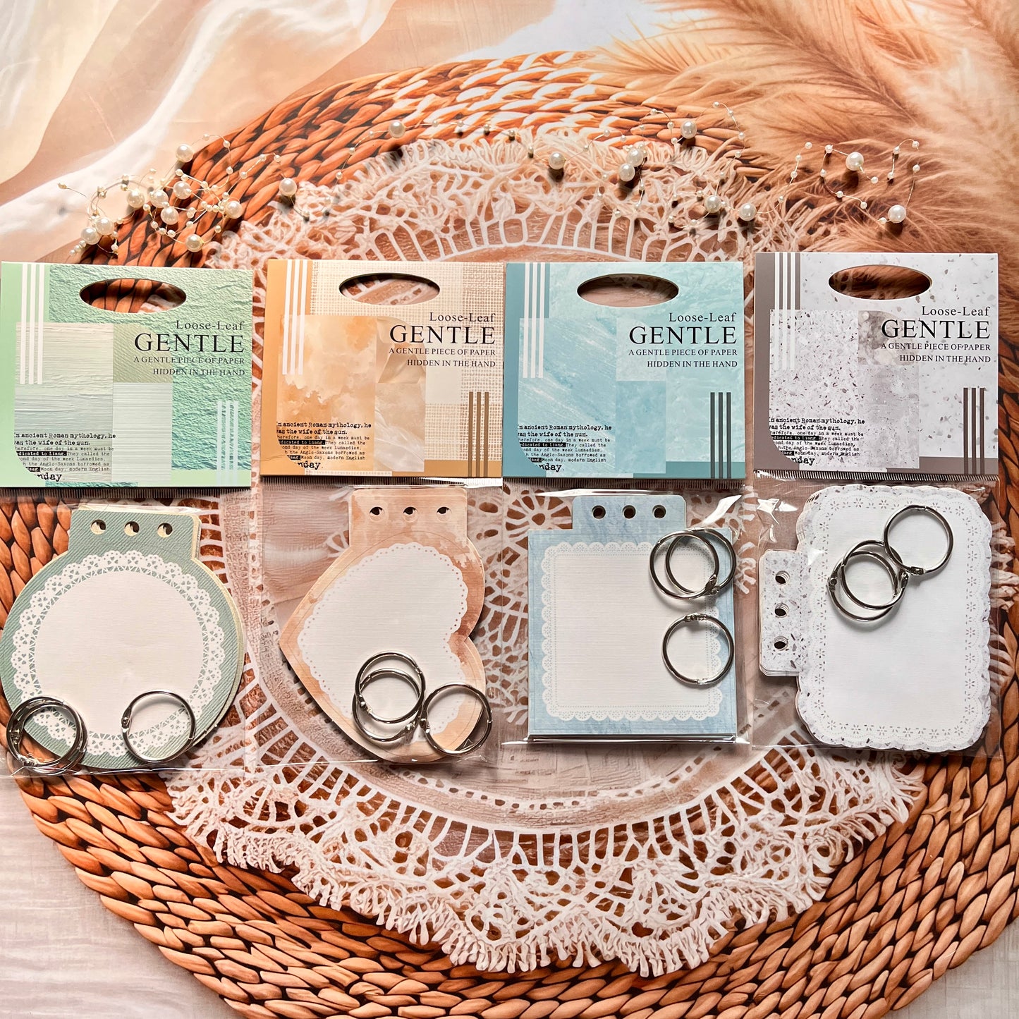 15 Sheets Gentle Touch in Your Hands Series Loose-Leaf Notebook with Custom Shapes