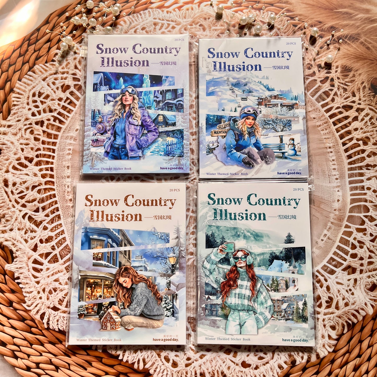 20 Sheets Snow Country Fantasy Series Winter Die-Cut Sticker Book