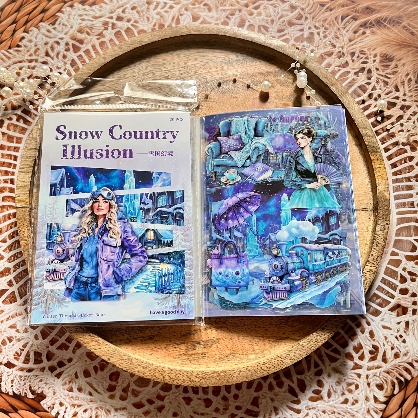 20 Sheets Snow Country Fantasy Series Winter Die-Cut Sticker Book